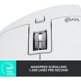 Logitech MX Master 3S mouse Mano destra RF senza fili + Bluetooth Laser 8000 DPI grigio chiaro, Mano destra, Laser, RF senza fili + Bluetooth, 8000 DPI, Argento, Bianco