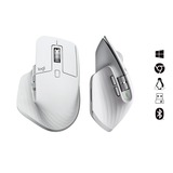 Logitech MX Master 3S mouse Mano destra RF senza fili + Bluetooth Laser 8000 DPI grigio chiaro, Mano destra, Laser, RF senza fili + Bluetooth, 8000 DPI, Argento, Bianco