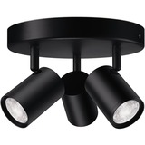 WiZ IMAGEO 3x faretto orientabile Piastra rotonda, Luce LED Nero, Faretto luminoso intelligente, Nero, LED, Metallo, 2200 K, 6500 K