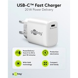 goobay Caricatore rapido USB-C, PD, GaN, 20 watt, Caricabatterie bianco