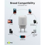 goobay Caricatore rapido USB-C, PD, GaN, 20 watt, Caricabatterie bianco