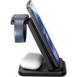 goobay Caricatore wireless 3 in 1, 15 W, Stazione di ricarica Nero