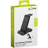 goobay Caricatore wireless 3 in 1, 15 W, Stazione di ricarica Nero