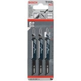 Bosch T 111 C Lama per seghetto alternativo Acciaio al carbonio (HCS) 3 pz, Lama per sega Lama per seghetto alternativo, Truciolare, Pannello in fibra, Legno compensato, Legno dolce, Acciaio al carbonio (HCS), 5 cm, 3 mm, 10 cm