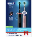 Braun PRO 80332427 spazzolino elettrico Adulto Nero, Rosa, Spazzolino da denti elettrico bianco/Nero, Adulto, Cura quotidiana, Sensibile, Sbiancante, Nero, Rosa, 2 min, Germania, Batteria