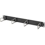 Digitus Pannello di gestione cavi con staffe d’acciaio e guarnizione a spazzola per armadi 482,6 mm (19”), 1HE, Instradamento dei cavi Nero, 6 mm (19”), 1HE, Pannello di gestione del cavo, Nero, Acciaio, 1U, Ovale, Cina