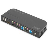 Digitus Switch KVM, 2 porte, 4K60Hz, 2 x DP in, 1 x DP/HDMI out Nero, 2 porte, 4K60Hz, 2 x DP in, 1 x DP/HDMI out, 4096 x 2160 Pixel, 4K Ultra HD