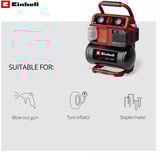 EINHELL Compressore a batteria Power X-Change TE-AC 18/75 Li OF-Solo, 18Volt Nero/Rosso