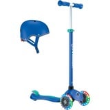 GLOBBER Primo Plus Lights incl. casco, Scooter blu scuro/Turchese