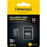 Intenso 3424480 memoria flash 32 GB MicroSD UHS-I Classe 10 Nero, 32 GB, MicroSD, Classe 10, UHS-I, Class 1 (U1), A prova di temperatura, Resistente agli urti, Impermeabile, A prova di raggi X