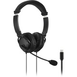 Kensington Cuffie USB-C classiche con microfono, Headset Nero, Cablato, Musica e Chiamate, Auricolare, Nero