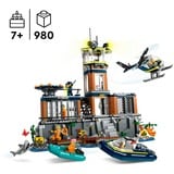 LEGO City 60419 Prigione sull’Isola della Polizia, Giocattolo ricco di Funzioni con Elicottero, Barca, Gommone e 7 Minifigure, Giochi di costruzione Giocattolo ricco di Funzioni con Elicottero, Barca, Gommone e 7 Minifigure, Set da costruzione, 7 anno/i, Plastica, 980 pz, 2,17 kg