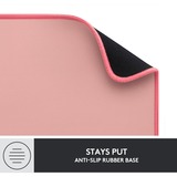 Logitech Desk Mat Studio Series Rosa rosa, Rosa, Monocromatico, Nylon, Poliestere, Gomma, Barra appoggiaferro antiscivolo