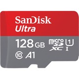 SanDisk Ultra 128 GB MicroSDXC Classe 10, Scheda di memoria 128 GB, MicroSDXC, Classe 10, 120 MB/s, Class 1 (U1), Grigio, Rosso