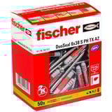 fischer Dübel DuoSeal 6x38 S PH TX A2, Tassello grigio chiaro/Rosso