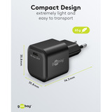 goobay Caricatore rapido Nano USB-C PD GaN 45 W, Caricabatterie Nero