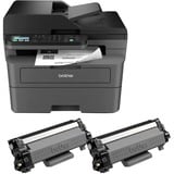 Brother MFC-L2827DWXL stampante Laser A4 BOX 2 TONER INCLUSI, Stampante multifunzione grigio scuro, Laser, Mono stampa, 1200 x 1200 DPI, A4, Stampa diretta, Nero, Grigio