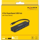 DeLOCK 64170 hub di interfaccia USB 3.2 Gen 1 (3.1 Gen 1) Type-C 5000 Mbit/s Nero USB 3.2 Gen 1 (3.1 Gen 1) Type-C, USB 3.2 Gen 1 (3.1 Gen 1) Type-A, USB 3.2 Gen 1 (3.1 Gen 1) Type-C, 5000 Mbit/s, Nero, Metallo, 85 W