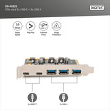 Digitus Scheda PCIe 2x USB-C + 3x USB A, Scheda di interfaccia 