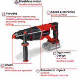 EINHELL Martello perforatore a batteria professionale TP-HD 18/26 D Li BL - Solo, 18 Volt, Trapano a percussione Nero/Rosso