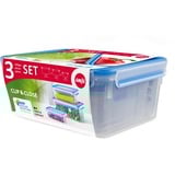 Emsa 508567 recipiente per cibo Rettangolare Scatola Trasparente 3 pz, Casella trasparente/Blu, Scatola, Rettangolare, Trasparente, Polipropilene (PP), Elastomero Termoplastico (TPE), Germania, 195 mm