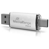 MediaRange Chiavetta di memoria combo 512 GB, Chiavetta USB argento/trasparente