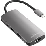 Sharkoon USB 3.0 Type C Multiport Adapter USB 3.2 Gen 1 (3.1 Gen 1) Type-C 5000 Mbit/s Grigio, Docking station grigio scuro, USB 3.2 Gen 1 (3.1 Gen 1) Type-C, HDMI, USB 3.2 Gen 1 (3.1 Gen 1) Type-A, USB 3.2 Gen 1 (3.1 Gen 1) Type-C, USB 3.2 Gen 1 (3.1 Gen 1), MMC, SD, 5000 Mbit/s, Grigio