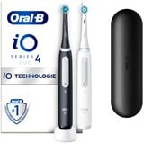 Braun iO Series 4 Duo Adulto Spazzolino a vibrazione Nero, Bianco, Spazzolino da denti elettrico Nero/Bianco, Adulto, Spazzolino a vibrazione, Cura quotidiana, Sensibile, Super sensitive, Sbiancante, Nero, Bianco, 2 min, Rotondo