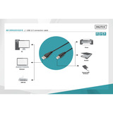 Digitus Cavo di collegamento USB 2.0 USB-A (spina) > USB-B (spina) Nero