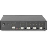 Digitus Switch KVM, 4 porte, schermo singolo 4K, HDMI® Nero, 4 porte, schermo singolo 4K, HDMI®, 3840 x 2160 Pixel, 4K Ultra HD, Nero