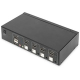 Digitus Switch KVM, 4 porte, schermo singolo 4K, HDMI® Nero, 4 porte, schermo singolo 4K, HDMI®, 3840 x 2160 Pixel, 4K Ultra HD, Nero