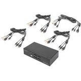 Digitus Switch KVM, 4 porte, schermo singolo 4K, HDMI® Nero, 4 porte, schermo singolo 4K, HDMI®, 3840 x 2160 Pixel, 4K Ultra HD, Nero