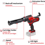 EINHELL Power X-Change pistola per cartucce a batteria TE-SG 18/10 Li - Solo, 18 Volt, Pistola per silicone rosso/Nero