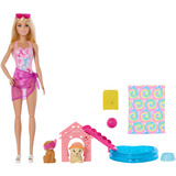 Mattel Barbie Cucciolo Festa in Piscina - Aloha Bionda, Bambola 