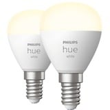 Philips Hue Sferetta - lampadina connessa E14 - (confezione da 2), Lampada a LED Philips Hue White Sferetta - lampadina connessa E14 - (confezione da 2), Lampadina intelligente, Bluetooth, Bianco, LED integrato, E14, P45