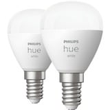 Philips Hue Sferetta - lampadina connessa E14 - (confezione da 2), Lampada a LED Philips Hue White Sferetta - lampadina connessa E14 - (confezione da 2), Lampadina intelligente, Bluetooth, Bianco, LED integrato, E14, P45