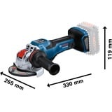 Bosch GWX 18V-15 PSC PROFESSIONAL smerigliatrice angolare 12,5 cm 11000 Giri/min 1500 W 2,3 kg blu/Nero, 11000 Giri/min, 12,5 cm, Batteria, 2,3 kg, Motore senza spazzole