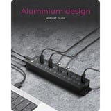 ICY BOX IB-HUB1720-U3 USB 3.2 Gen 1 (3.1 Gen 1) Type-B Nero, Hub USB Nero, USB 3.2 Gen 1 (3.1 Gen 1) Type-B, USB 3.2 Gen 1 (3.1 Gen 1) Type-A, Nero, Alluminio, Access, Potenza, 0,8 m