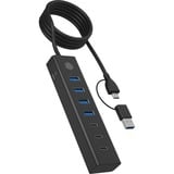ICY BOX IB-HUB1737-C3 USB 3.2 Gen 1 (3.1 Gen 1) Type-C 5000 Mbit/s Nero, Hub USB Nero, USB 3.2 Gen 1 (3.1 Gen 1) Type-C, USB 3.2 Gen 1 (3.1 Gen 1) Type-A, USB 3.2 Gen 1 (3.1 Gen 1) Type-C, 5000 Mbit/s, Nero, Alluminio, Cina
