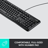 Logitech K120 Corded Keyboard tastiera USB QWERTZ Tedesco Nero Nero, Full-size (100%), Cablato, USB, QWERTZ, Nero