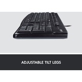 Logitech K120 Corded Keyboard tastiera USB QWERTZ Tedesco Nero Nero, Full-size (100%), Cablato, USB, QWERTZ, Nero