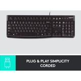 Logitech K120 Corded Keyboard tastiera USB QWERTZ Tedesco Nero Nero, Full-size (100%), Cablato, USB, QWERTZ, Nero
