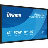 iiyama T4329AS-B1AG Monitor PC 108 cm (42.5") 3840 x 2160 Pixel 4K Ultra HD LED Touch screen Nero, Monitor LED Nero (opaco), 108 cm (42.5"), 3840 x 2160 Pixel, 4K Ultra HD, LED, 6,5 ms, Nero