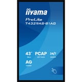 iiyama T4329AS-B1AG Monitor PC 108 cm (42.5") 3840 x 2160 Pixel 4K Ultra HD LED Touch screen Nero, Monitor LED Nero (opaco), 108 cm (42.5"), 3840 x 2160 Pixel, 4K Ultra HD, LED, 6,5 ms, Nero