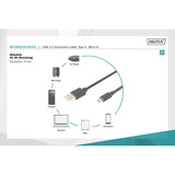 Digitus Cavo di collegamento USB 2.0 USB-A (spina) > Micro-USB (spina) Nero