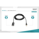 Digitus Cavo di prolunga USB 2.0 attivo, 5 metri Nero