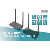 Digitus Set extender KVM HDMI wireless, Estensione HDMI Nero