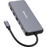 Verbatim CMH-14 USB tipo-C 5000 Mbit/s Argento, Docking station grigio, USB tipo-C, HDMI, RJ-45, USB 2.0, USB 3.2 Gen 1 (3.1 Gen 1) Type-A, USB 3.2 Gen 1 (3.1 Gen 1) Type-C, USB..., MicroSD (TransFlash), SD, 5000 Mbit/s, 60 Hz, Argento