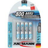 Ansmann 5035042 batteria per uso domestico Mini Stilo AAA Nichel-Metallo Idruro (NiMH) argento, Mini Stilo AAA, Nichel-Metallo Idruro (NiMH), 1,2 V, 800 mAh, 10.5 x 44.5