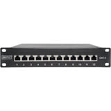 Digitus Cavo patch CAT 6, classe E Patch, schermato, Patch Panel Nero, classe E Patch, schermato, RJ-45, Nero, Acciaio galvanizzato, SECC, Montaggio a rack, 1U, 280 mm